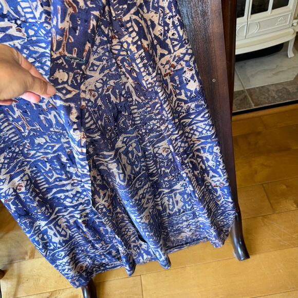 Vtg 1990s Maxi Dress LONG Jeffrey Dara Size Flowy wood beads boho hippie L/XL - Picture 6 of 13